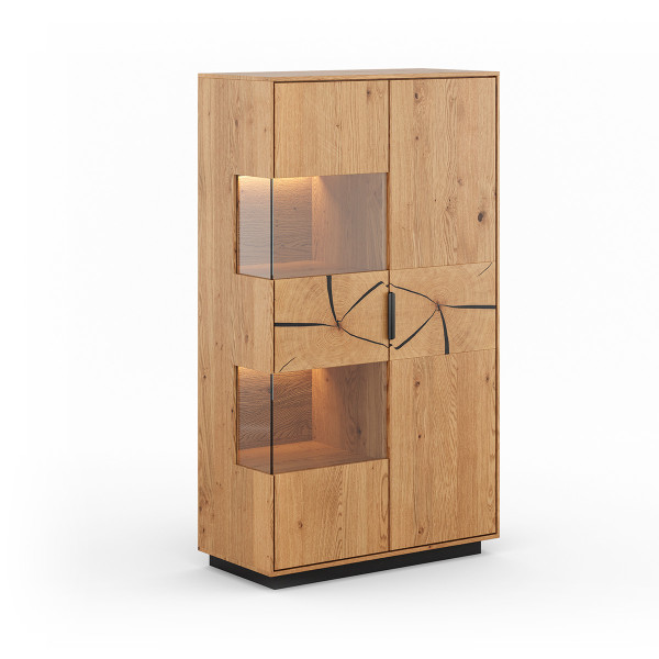 TIRANO EICHE HOLZSCHEIBE- STEHENDE VITRINE 2D