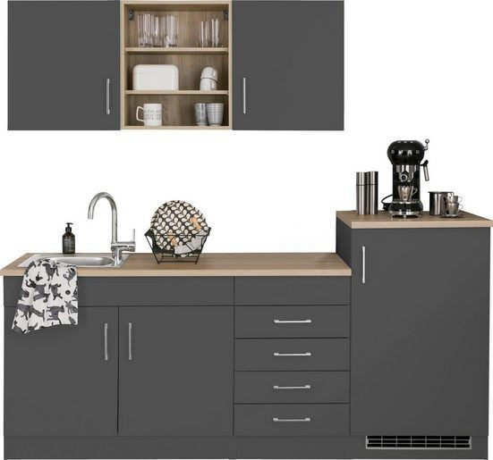 Küche Juist , grau . Küchenzeile , Küchenblock , 210cm, Neu