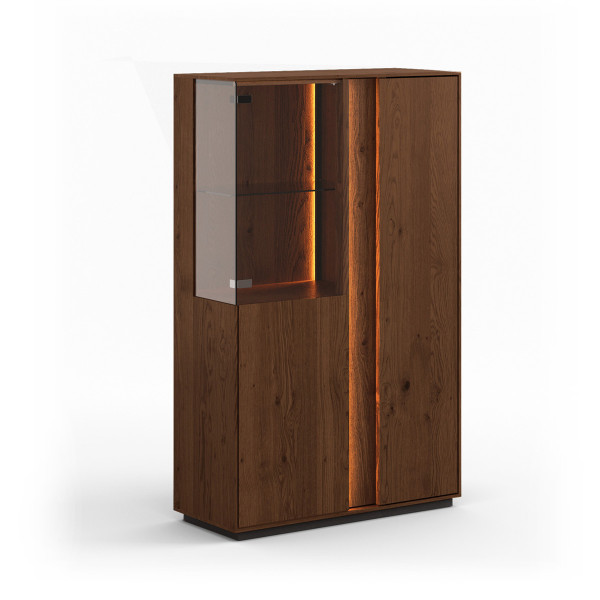 COLLODI - NIEDRIGE GLASVITRINE - EICHE TABAK