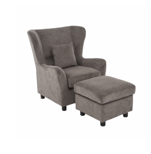 OHRENSESSEL mit HOCKER Microfaser inkl. Kissen