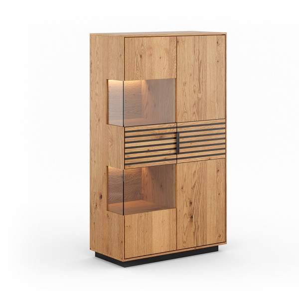 TIRANO EICHE LAMELLEN- STEHENDE VITRINE 2D
