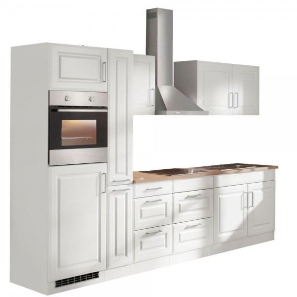 Küchenzeile mit E-Geräten „Portland“ in Weiß 300 cm