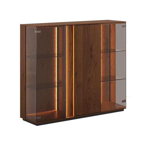 COLLODI - VITRINE 3-TEILIG KLEIN MIT GLAS - EICHE TABAK