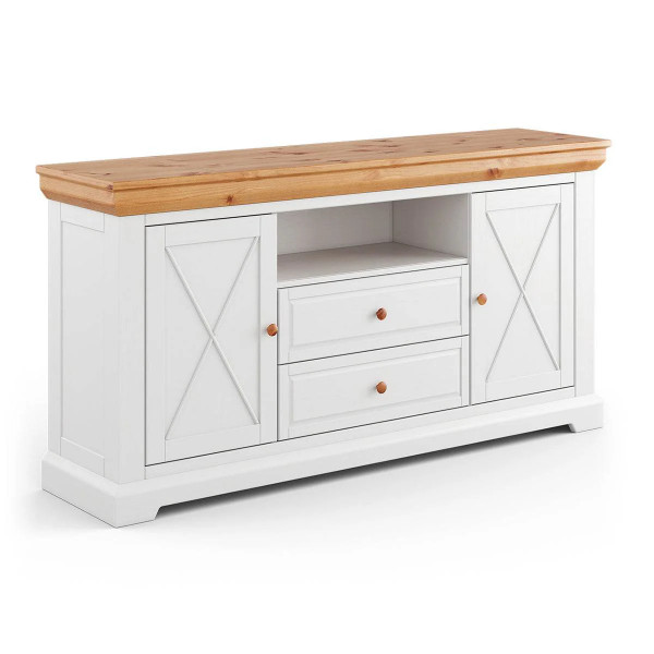 Marone Elite Sideboard aus Massivholz | Zweitürige Wohnzimmerkommode mit zwei Schubladen