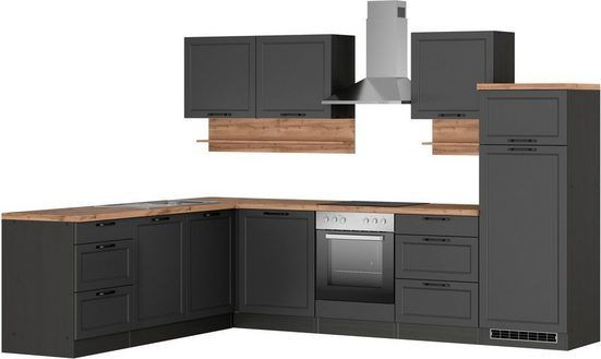 Küchenzeile Lara 240/300cm, Küche,Küchenblock,mit E-Geräten,grau