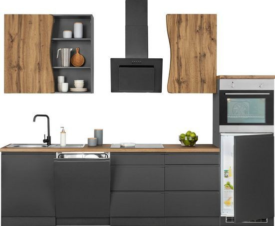 Küchenzeile Bronski 300cm , Küche , Küchenblock grau matt