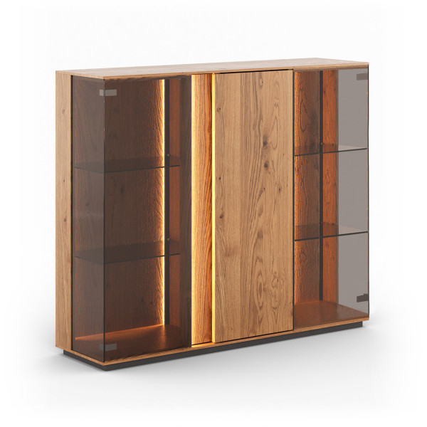 COLLODI - VITRINE NIEDRIG MIT GLAS - EICHE GEÖLT